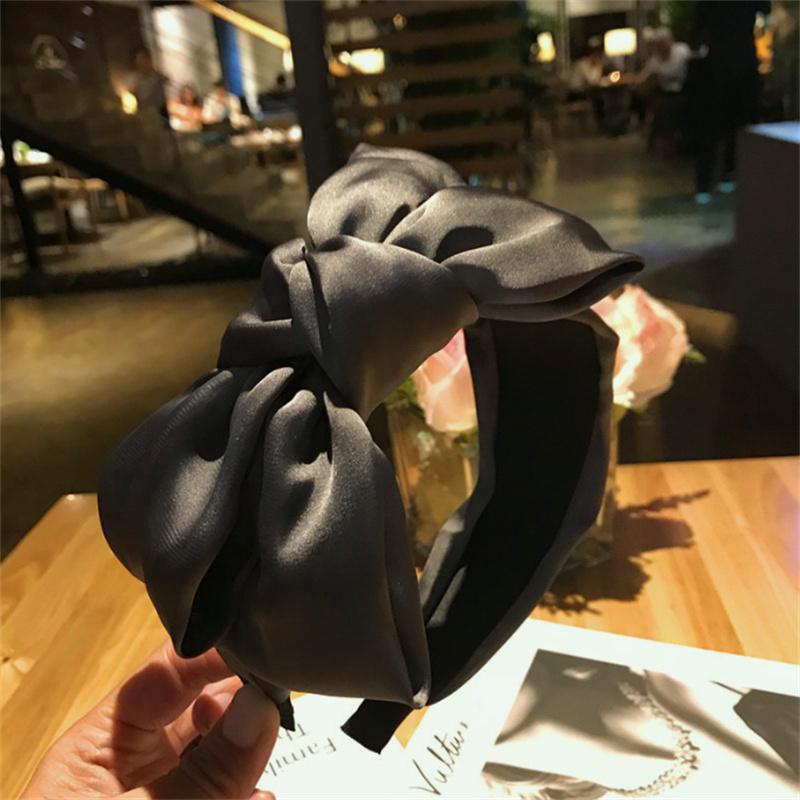 Solid Bowknot Hairbands For Women Fashion Wide Headbands Girl Hair Bands Female Bow Hair Head Hoop Headwear Hair Accessories