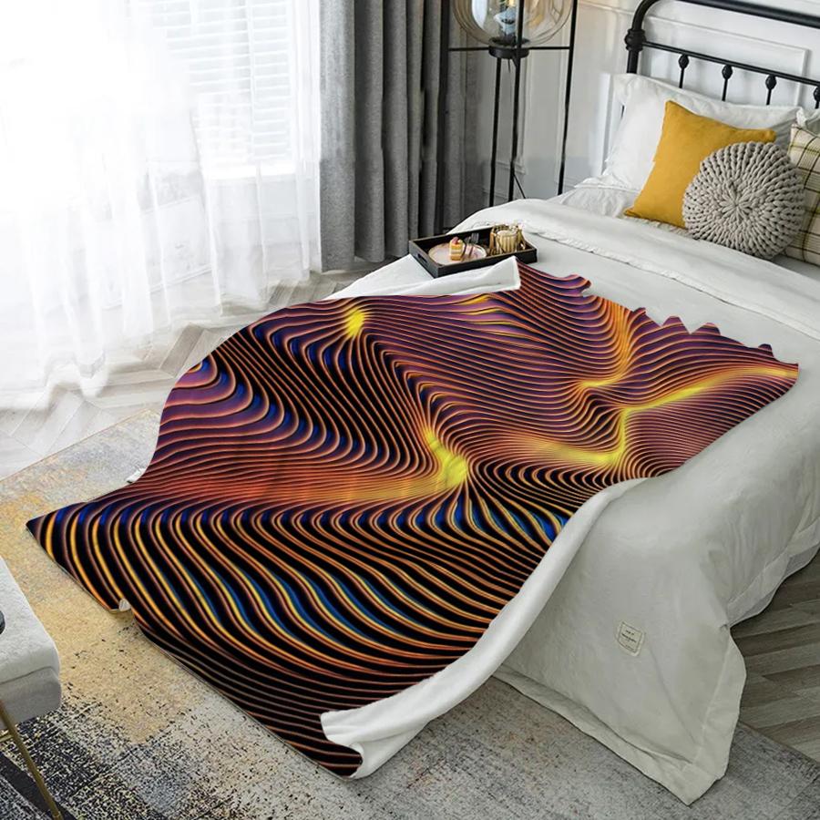 Wavy Abstract Pattern Microfiber Flannel Cover Blanket Bedroom Living Room Sofa Soft And Comfortable Home Decoration