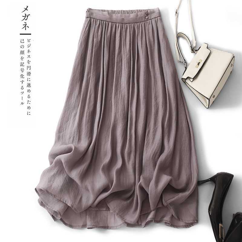 Summer Double-layered Thin Mid-length Skirt for Women