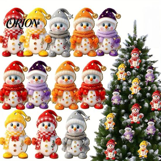 Snowman Pattern Holiday Decor Christmas Wooden Ornaments, 2D Flat Vintage Xmas Tree Hanging Farmhouse Style Decoration, Cute Winter Ornament for Tree,