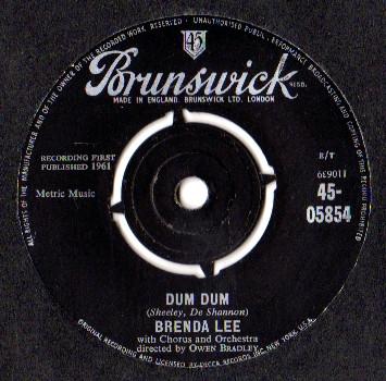 

7inch Record BRENDA LEE Dum Dum 4505854 Brunswick 1961 UK Pop Used
