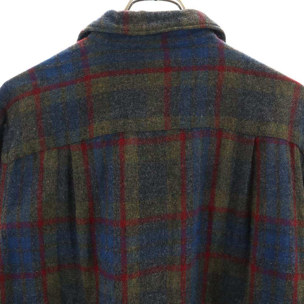 TOWNCRAFT 60s Made in Japan Wool Blend Flannel Vintage Check Pattern Long sleeve Open collar shirt Men's Used