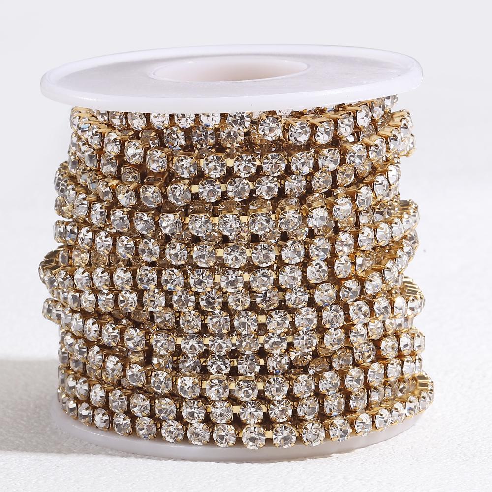 No Fade 1Meter Stainless Steel Crystal Rhinestone Chain Sew-On Glue-On Trim Cup Chains For Clothes Necklace Bracelet Choker DIY