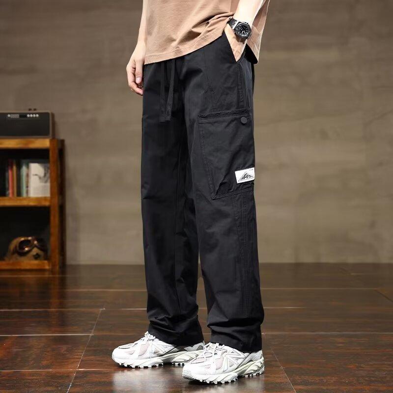 Men's summer thin quick-drying ice silk pants, new loose straight casual tooling trousers
