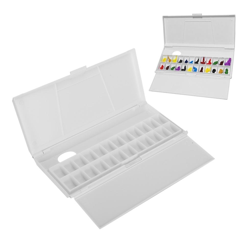 24 Fächer faltbare Malpalette Box Weiß Aquarell Mischschale Outdoor Feld Malerei