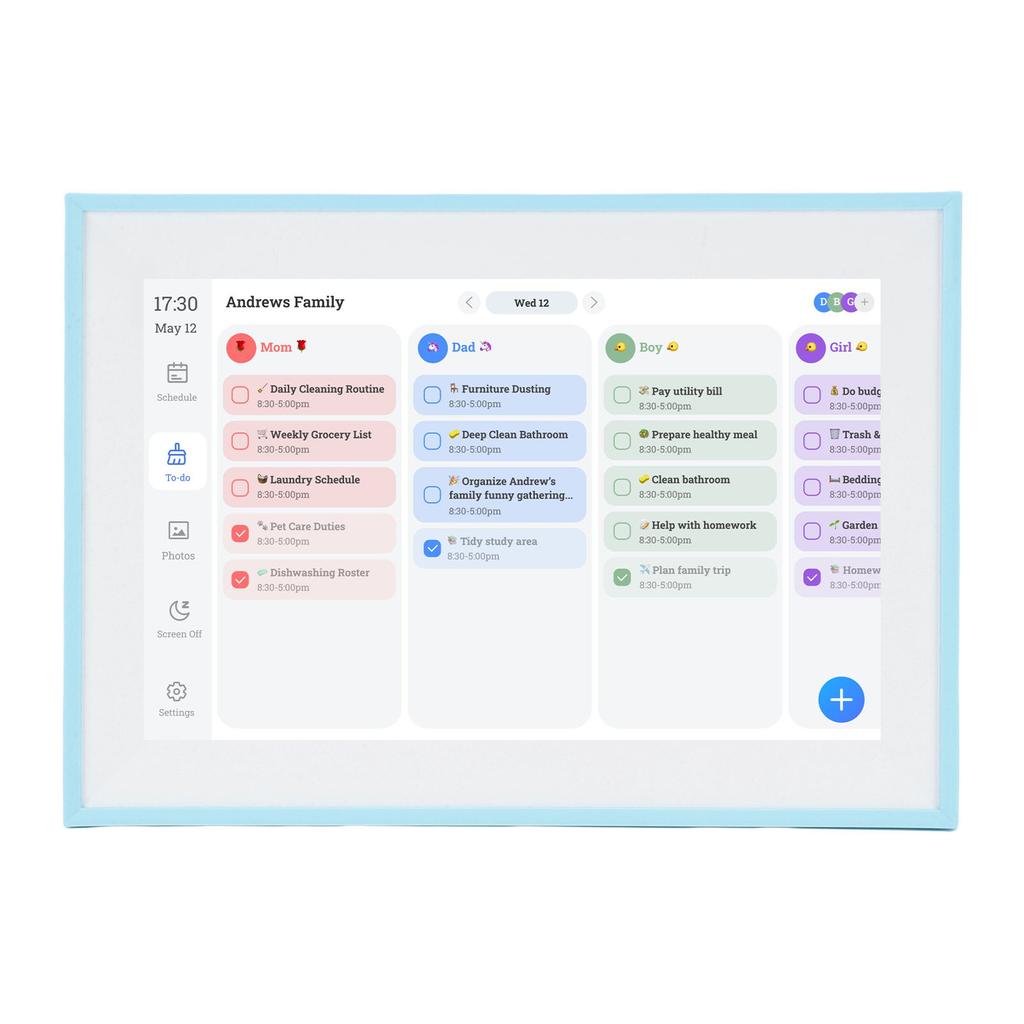 Smart Digital Calendar 10.1 Inch WiFi Interactive Chore Chart Family Planner Electronic Photo F E for Home