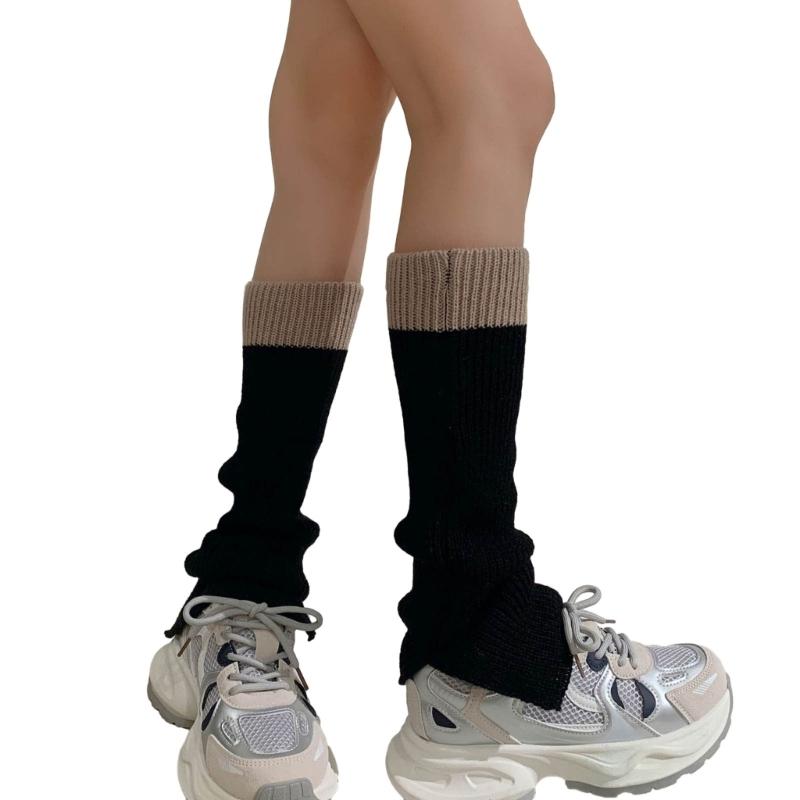 Womens Lolitas Knit Long Socks Flared Leg Warmers Harajuku Booties Socks Winter Warm Ankle Heap Socks