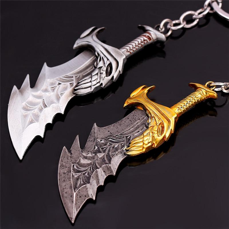 Retro God of War 4 Kratos Sword Keychain Punk Pendant Men's Jewelry Souvenir Trinket - Stylish Keyring Accessory