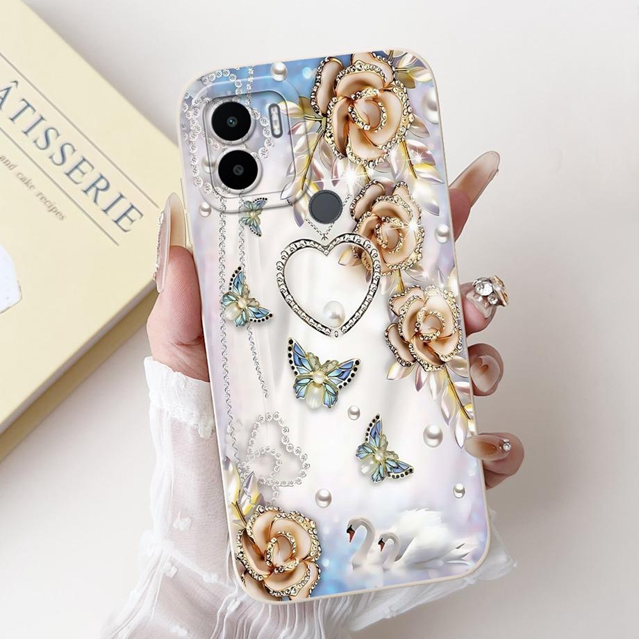 Case For Xiaomi Redmi A1+ A2+ A1 A2 A3 A3X A3 Pro Funda Redmi A5 A4 With Heart Bowknot Floral Flower Motif Cover Soft Silicone