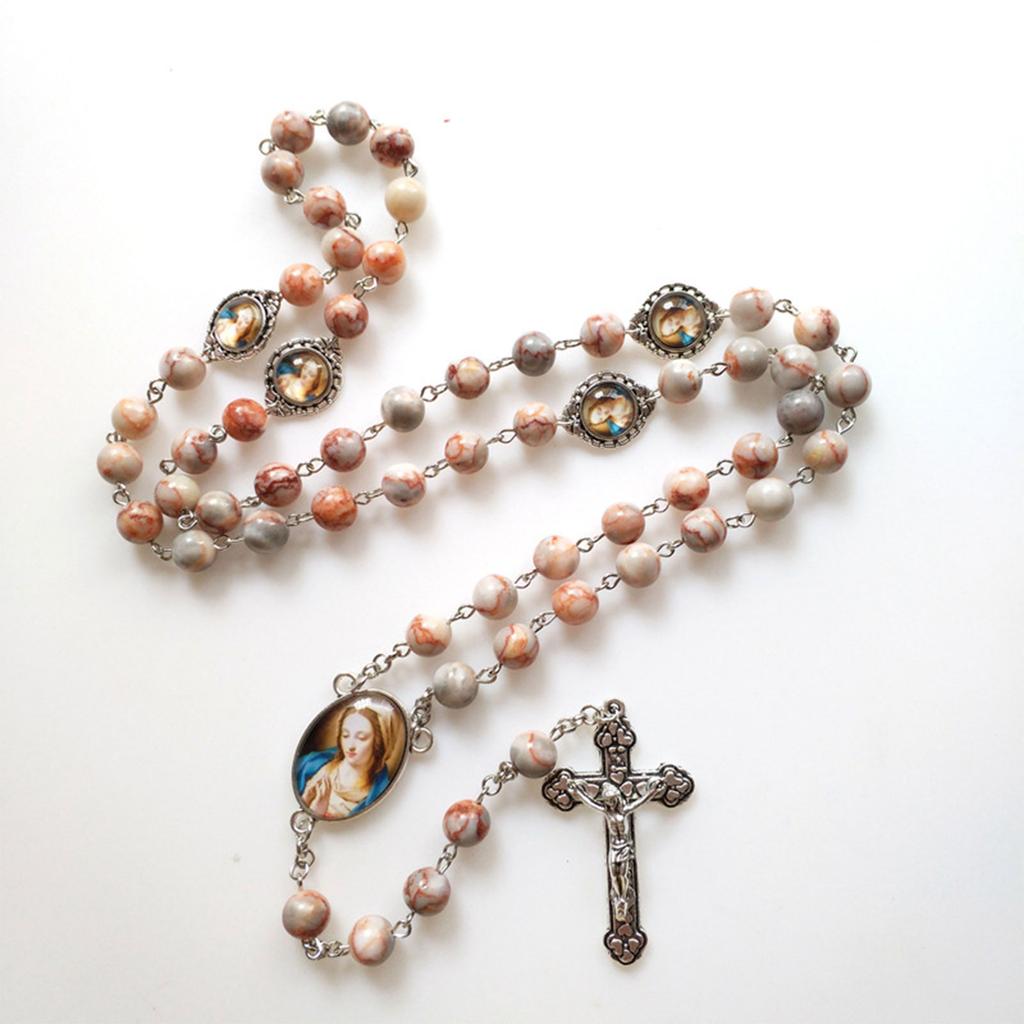 Catholic Beads Rosary Lourdes Medal and for Cross Religious Amulet for Girls Wom