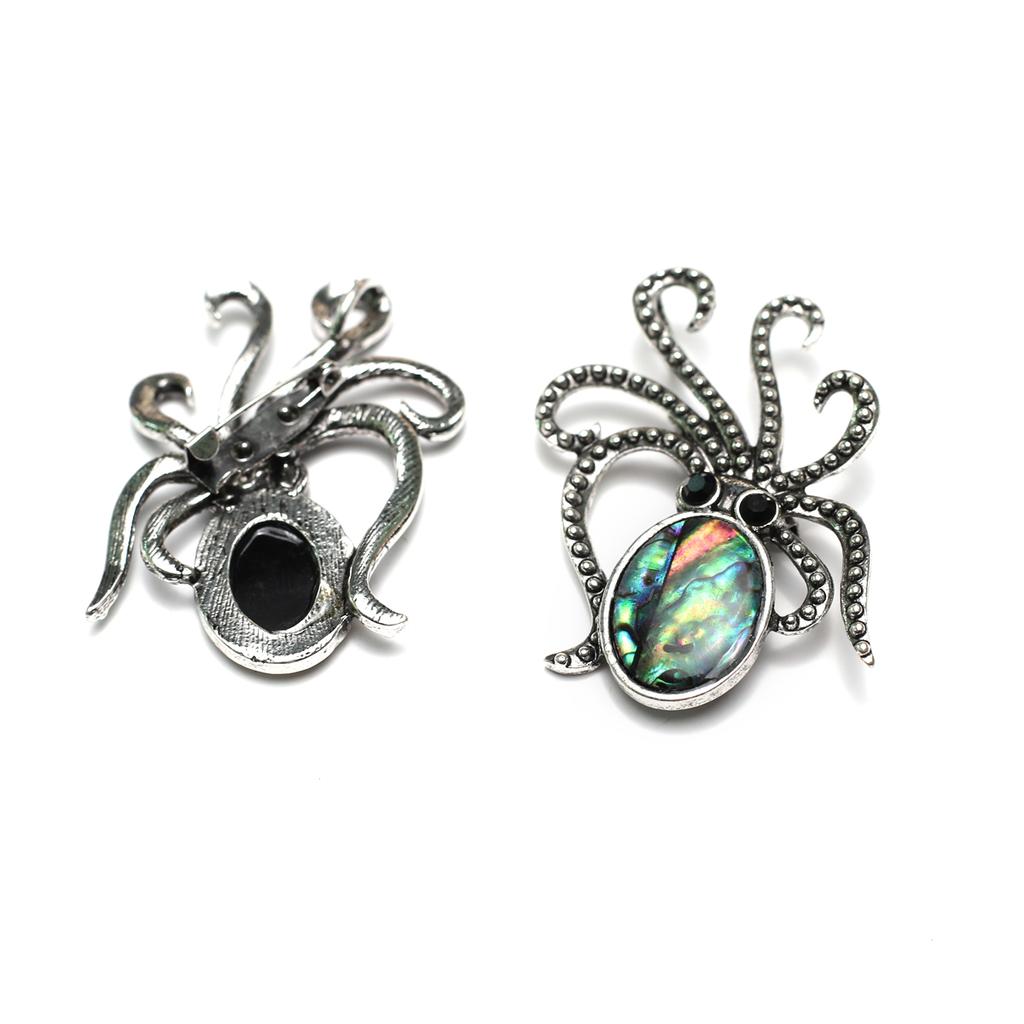 1Pc Colourful Diamonds Gemstones Octopus Brooches, Reiki Healing Crystal Amethyst Agate Opal Gemstone Brooch Pin, Energy Natural Stone Brooch Jewelry