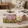 Pink Tulip Oil Painting Tissue Box for Living Room, Desktop, or Car Storage