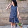 Japanese Design Sense Splicing Plaid Pleated Vest Dress Women's Summer Retro Temperament Loose Sleeveless A-shaped Skirt