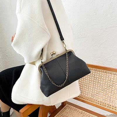 Elegant PU Women Small Shoulder Bag Luxury Designer Clip Clutch Retro Ladies Purse and Handbags Crossbody Bags Soft Leather