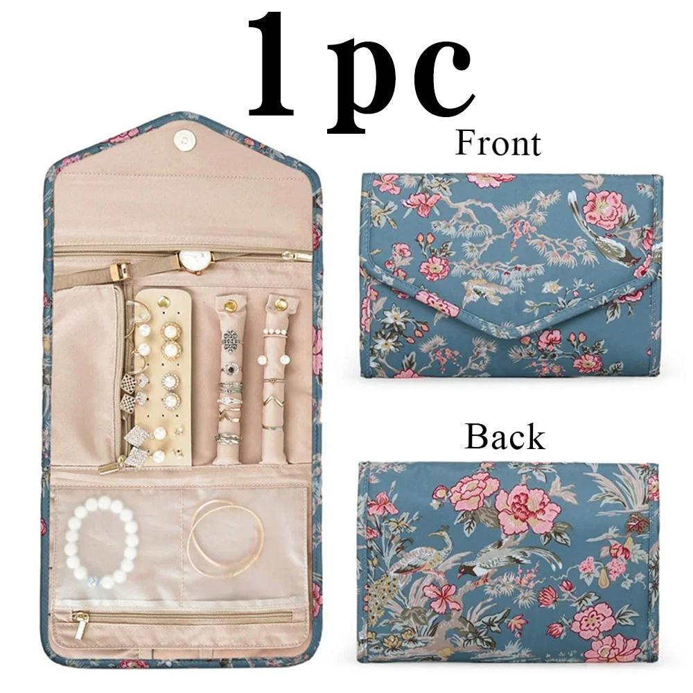 1 Pièce Organisateur de Bijoux Pliable, Organisateur de Bijoux de Voyage Pratique, Pochette à Bijoux Boucles d'Oreilles Colliers Bagues, Sac Roulé à Bijoux,