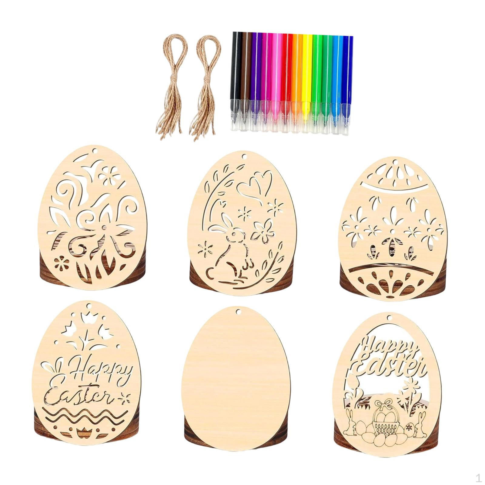 

30 Pieces Easter Egg Signs Hanging Decorations Diy Crafts Unfinished Wood Cutouts Wooden Ornaments Style A