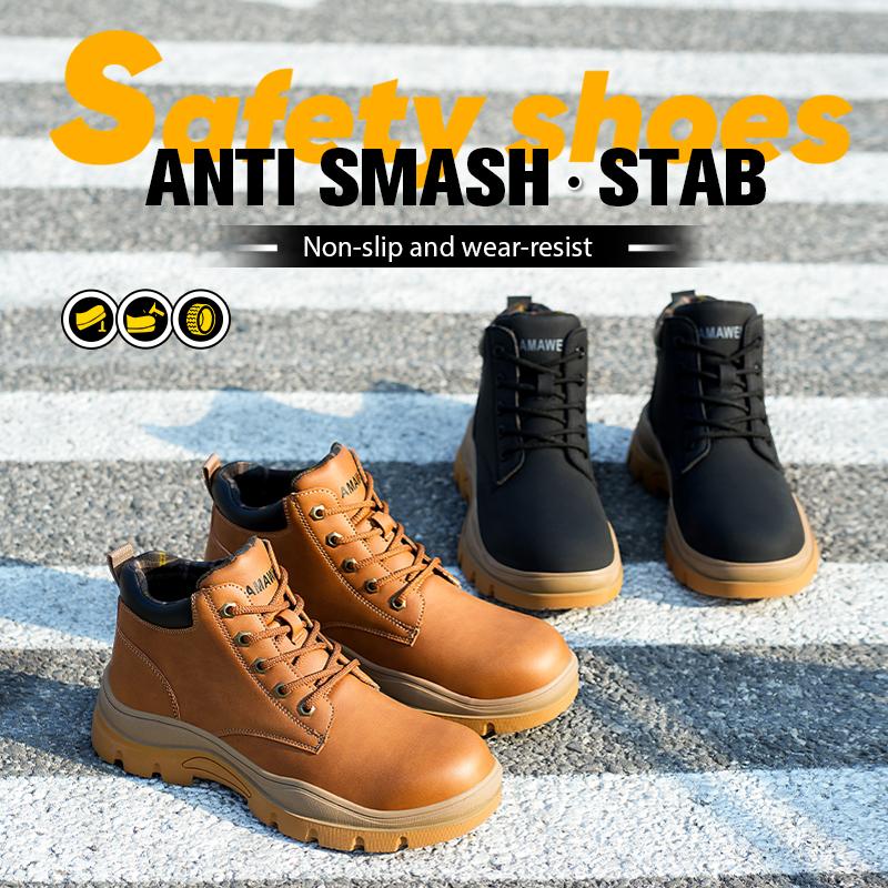 Steel Toe Shoes for Men Indestructible Work Boots Waterproof Safety Shoes Working Anti-Drop Anti-Puncture Protective Sneakers