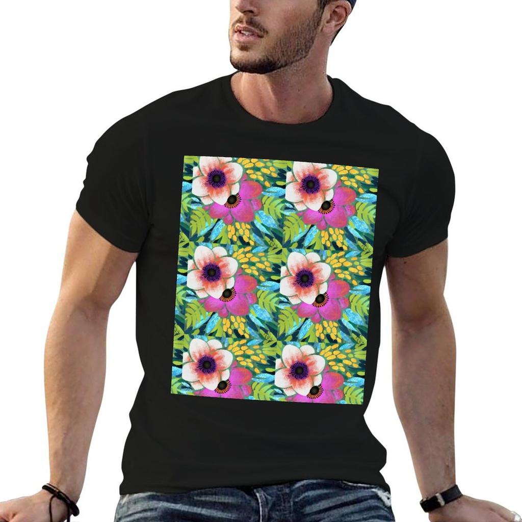 Tropical floral background T-Shirt anime t shirts oversize man t shirts cotton t shirt men 100%