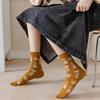 Vintage Floral Print Middle Tube Socks For Women Soft Cotton Autumn Spring Harajuku Japanese Socks Female Girl Casual Long Sock