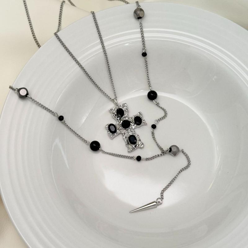 Collar de Perlas de Imitación Gris Plateado para Mujer Cadena Larga para Suéter Collar Apilado Joyería de Lujo para Clavícula Accesorios