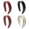 Non-Slip Leather Headband Solid Color Wide Edge Hairband Vintage Women Hair Hoop  Lady