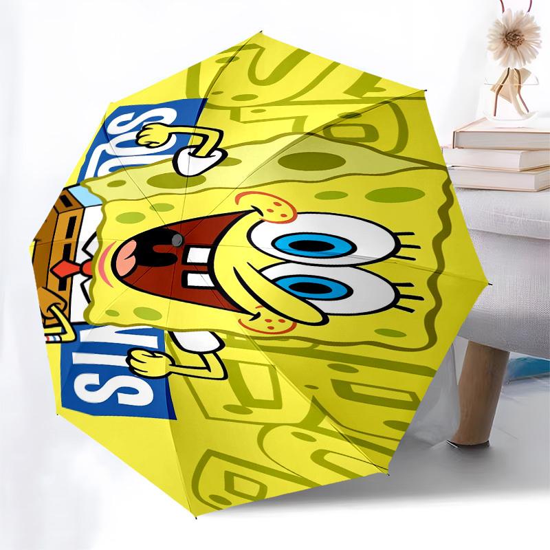 1pc SpongeBob SquarePants Umbrella with Plastic Handle,Compact & Stylish,Cartoon Pattern,Outdoor UmbrellaPT383