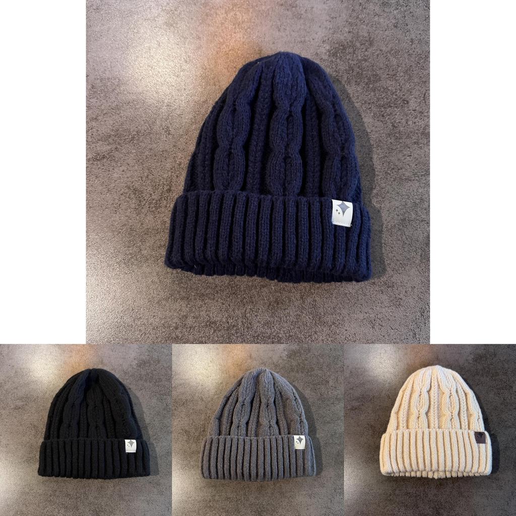 Mens Knit Hat With Solid Color Design Accents Thick Warm Beanie For Winter Sports And Outdoor