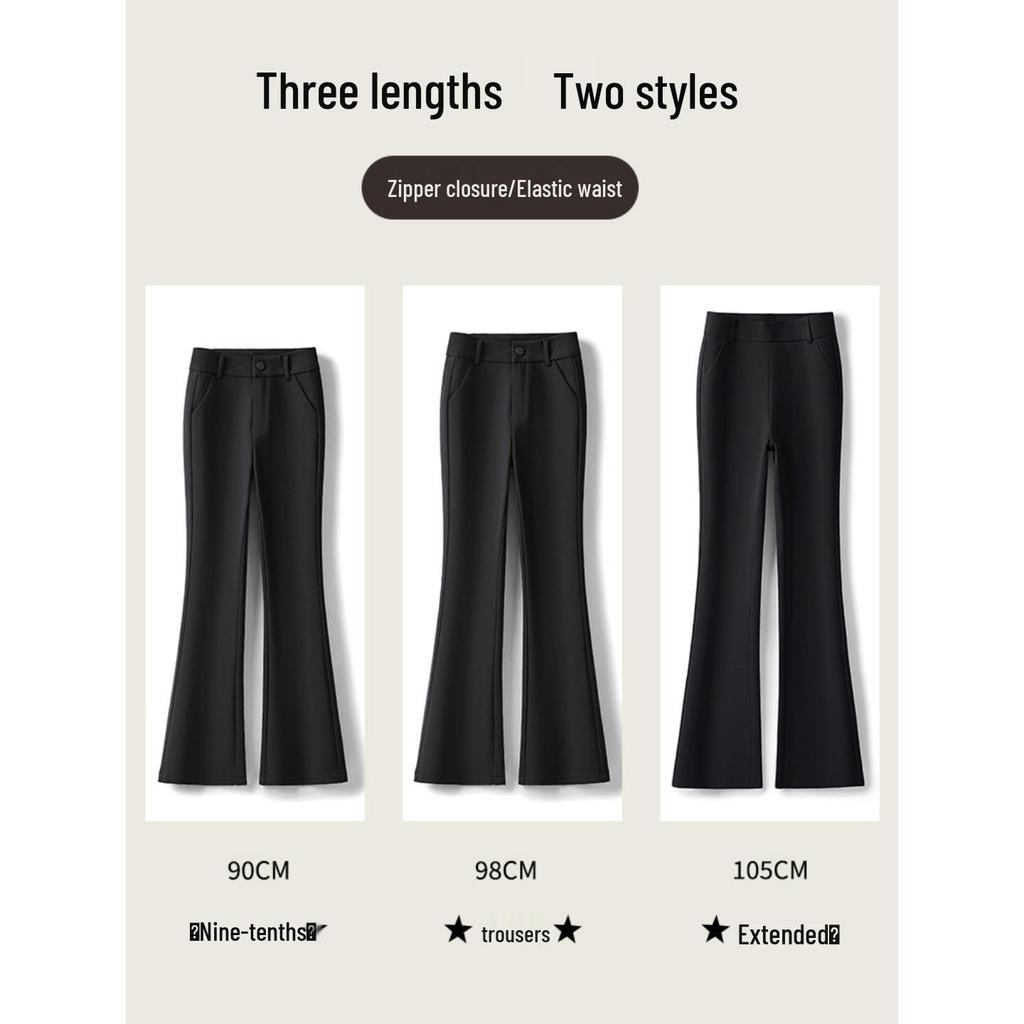 Women's Black High-Waisted Micro-Flare Bell-Bottom Pants – Slimming, Petite Friendly, Perfect for Spring and Autumn