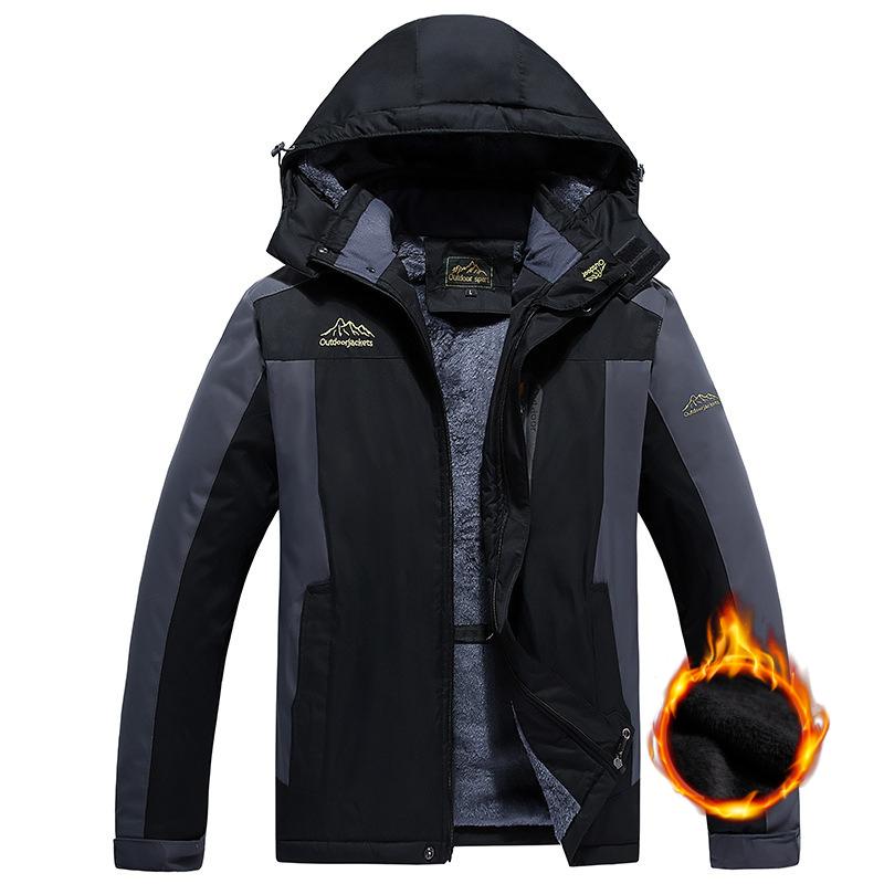 Men's Winter Jacket Cotton Coat Plus Velvet Thick Coat Cold-proof Work Clothes Plus Size