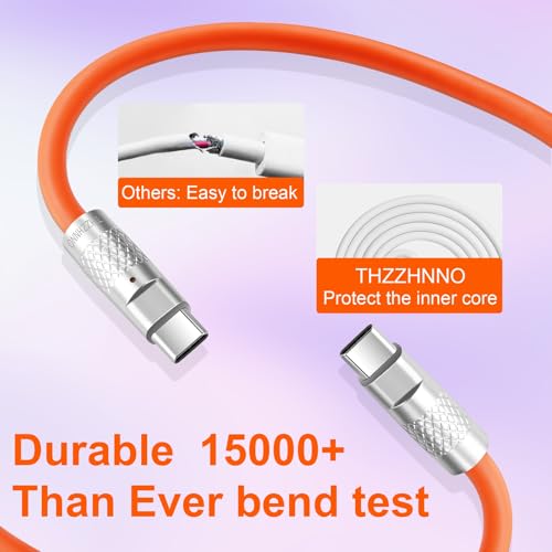 Thzzhnno Silicone USB C 3.2 Gen 2 Charging Cable 100W 3M, 20Gbps Ultra Flexible Material Flexible USB C To USB C, 4K@60Hz Video Type C Cable Compatibl