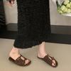 Flat-bottomed silver slippers women's shoes wear 2025 new summer retro sandals seaside sandals