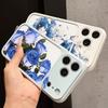 Blue/White Flower Case For iPhone 17 Pro Max For iPhone 16 15 14 13 Pro Max Luxury Hybrid TPU+PC Clear Back Hard Cover