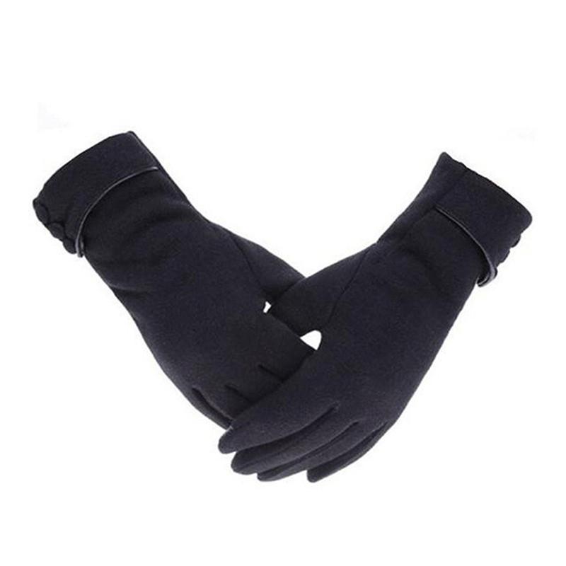 Woman's Winter Warm Suede Leather Touch Screen Driving Gloves Man's Cold Plus Velvet Thick Fingerless Flip Cycling Mittens