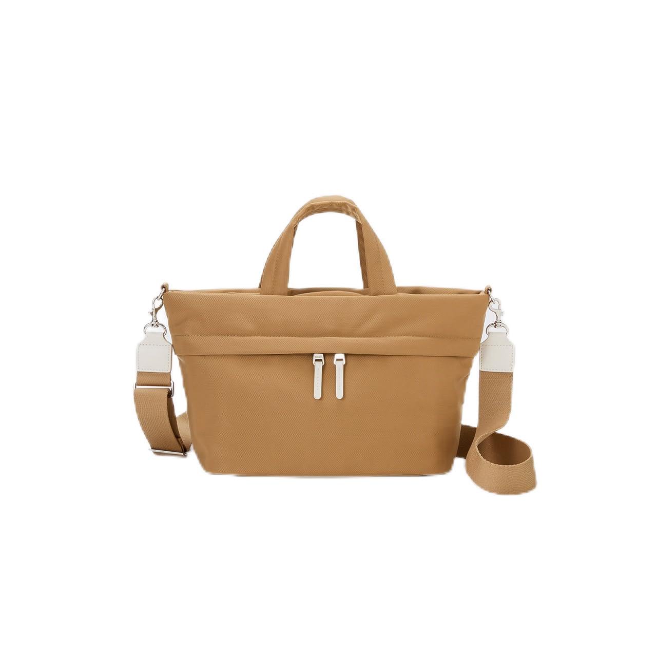 [Дышащая TOPKAPI] [Водоотталкивающая] Мини-сумка-тоут из матового нейлона с плечевым ремнем (бежевый)