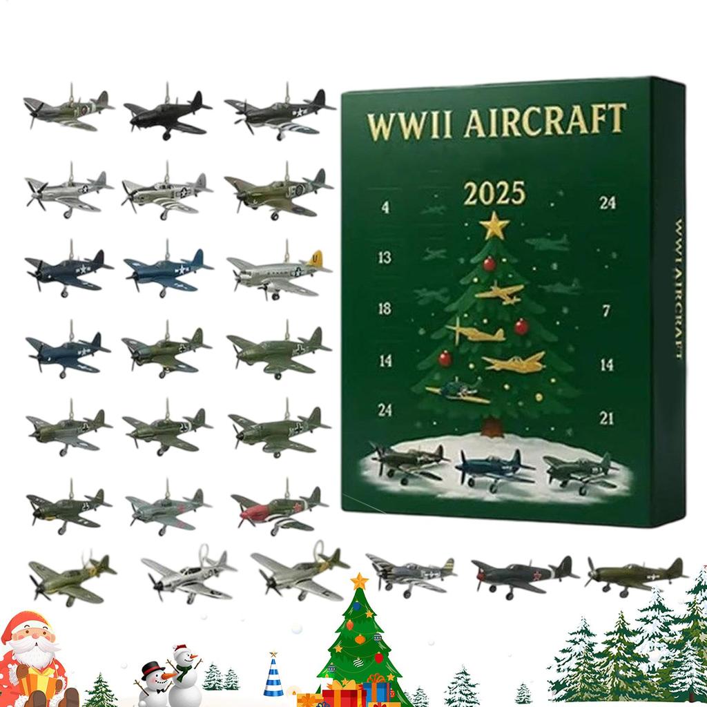 Aircraft Advent Calendar 2025 with 24 2D Acrylic Unique Mini Warbirds Christmas Advent Calendar Gifts for Aviation Lovers