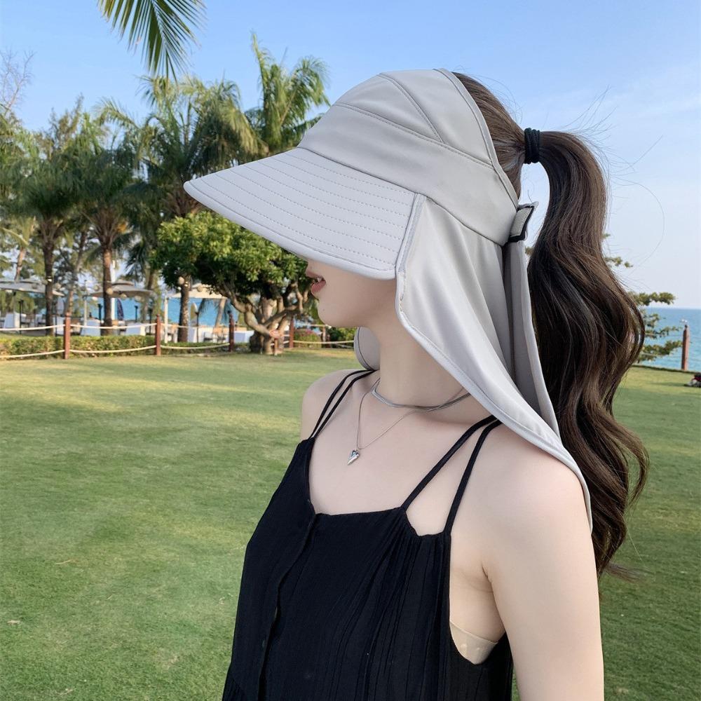 Summer Wide Brim Bucket Hat Empty Top Neck Cover Cap New Women Sun Hat  Outdoor