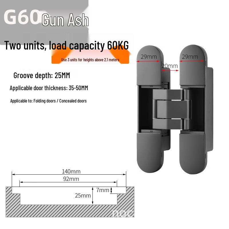 3D Ayarlanabilir 180° Gizli Görünmez Katlanır Kapı Menteşesi