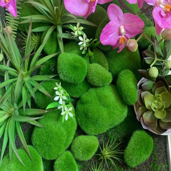 Artificial Moss Rocks Greenery Decorative Moss Covered Stone Fake Moss Decor for Floral Arrangement Fairy Garden Crafting