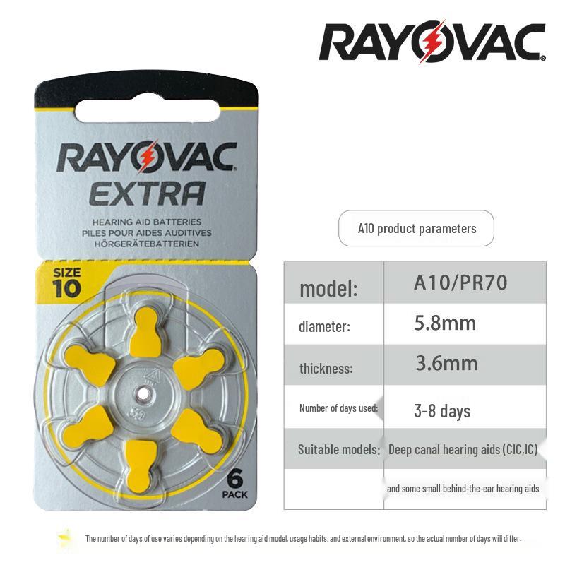 Rayovac American Zinc Air A10 PR70 Hearing Aid Batteries