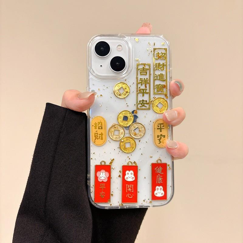 Glitter Gold Foil Phone Case IPhone 16 15 14 Pro Max Plus Drop Protection Silicone Full Cover Cute Kawaii Style