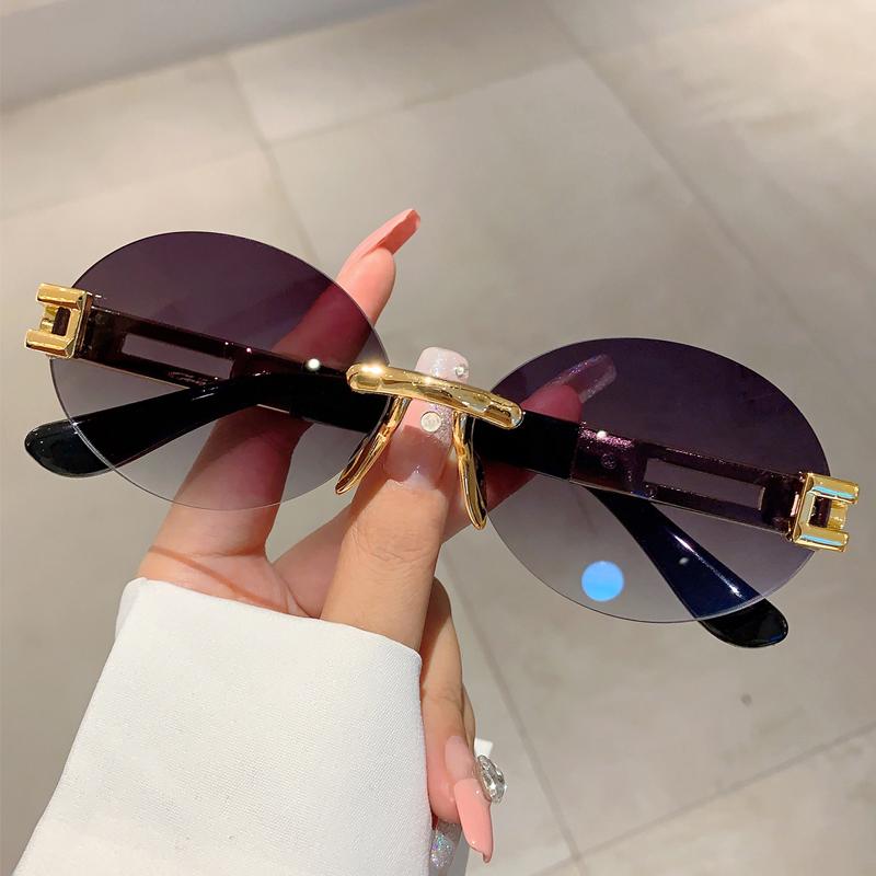 Bezramkowe Owalne Okulary Przeciwsłoneczne Damskie Stylowe Gradientowe Soczewki Oceaniczne Okulary Nowe Ins Modny Vintage Design Marki Lady Shades