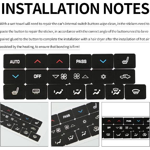 Car Repair Decals Sticker Fit for Buick Lacrosse 2005 2006 2007 2008 2009 Button Repair Decal Sticker Premium Vinyl Fix Ruined Button Steering A/C