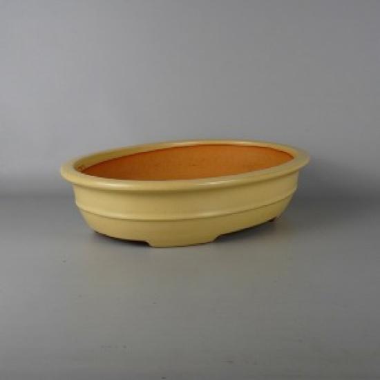 Used Tokoname Bonsai Pot by Reiho | Medium Oval Pot – Approx. 38.8cm Long Side | White Glazed Ceramic | Japanese Handmade Planter