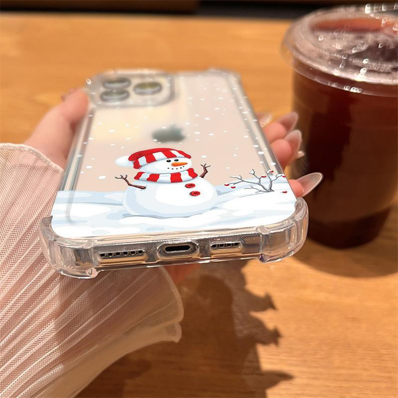 Hülle für iPhone 16 15 14 13 12 11 Pro Max 7 8 15 14 Plus X XR XS Max Weihnachtsmann Elch Schneemann Weihnachten Klar Silikon Weiche Hülle
