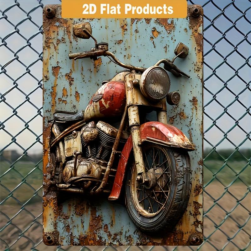 Vintage Motorcycle Metal Tin Sign - Retro Bar Pub Garage Wall Decor, Indoor Outdoor Hanging Art for Home Kitchen Garden, 2D Flat
