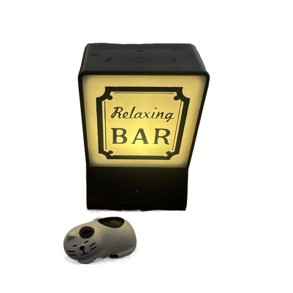 Creative Coffee Shop Fridge Magnet Cute Cat Model Three-Dimensional Bar Luminous Light Boxes Miniature Warm Glow
