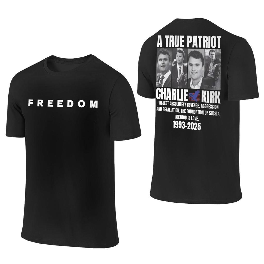 Men Women T-Shirts Freedom Charlie Kirk Eagle Prayer 100% Cotton Tee Shirt True Patriot T Shirts Clothes 2-sided Graphic Printed