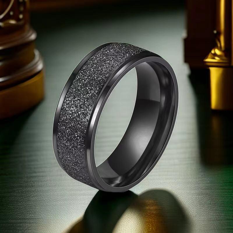 Women's Simple Fashion Frosted Titanium Steel Couple Ring