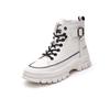 Women's White High-Top Casual Sneakers - 2024 Korean Style, Thick-Soled Martin Short Boots for Autumn/Winter