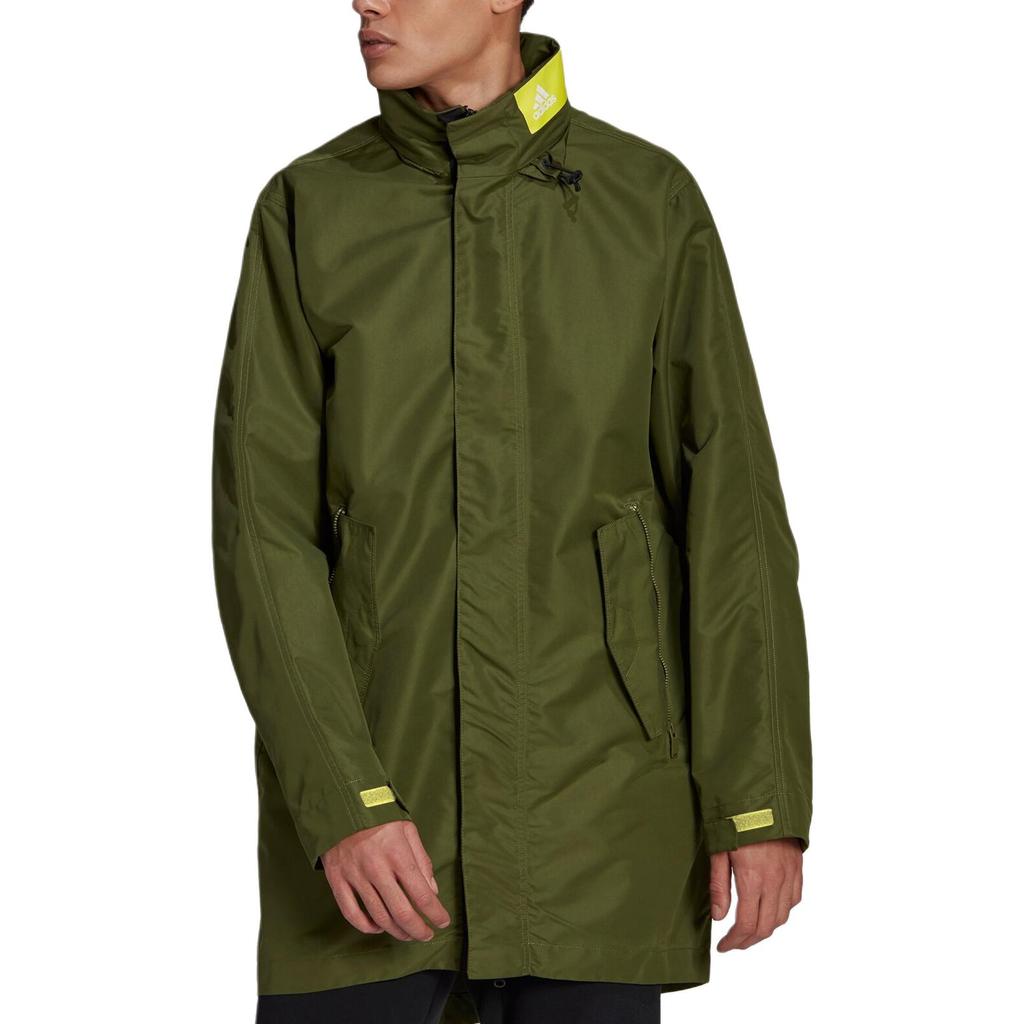 adidas Sportowa Casualowa Kurtka Średniej Długości ze Stójką Męska Odzież Wierzchnia Militarna Zieleń GM5761